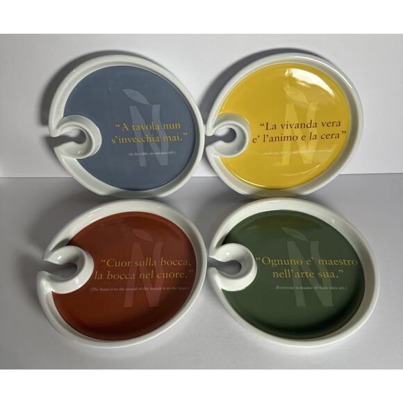 Set of 4 FESTA DI VINO PLATES From NAPA STYLE IN BOX Plates Hold Wine Stems - Picture 2 of 5